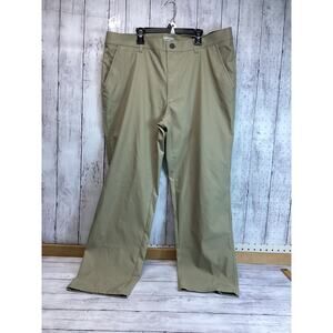 Cool Stretch Performance Men's Chino Tan Flat Front Cotton Pants Size 38X30